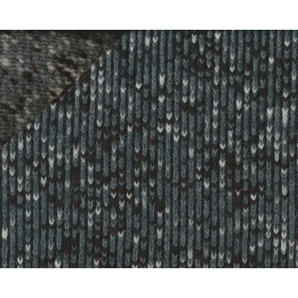 1,10 m Reststück Dicker Strickstoff, Wollstrickmischung mit Mohair "Hendrik", grob meliert, grau-braun