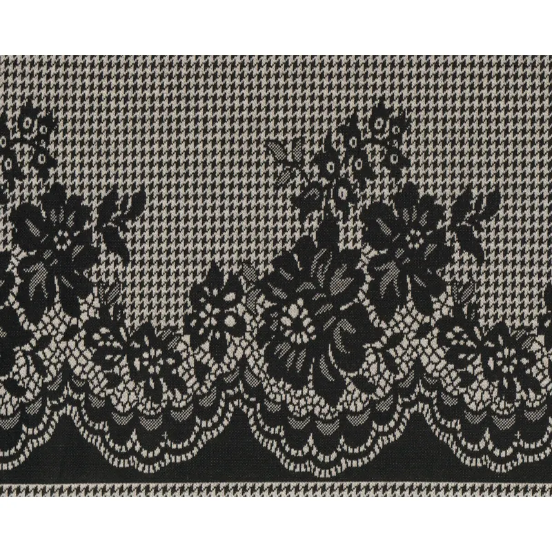 1,20-m-Rapport Jacquard-Strickjersey LIRO, Blumen-Bordüre auf Pepita, Hilco