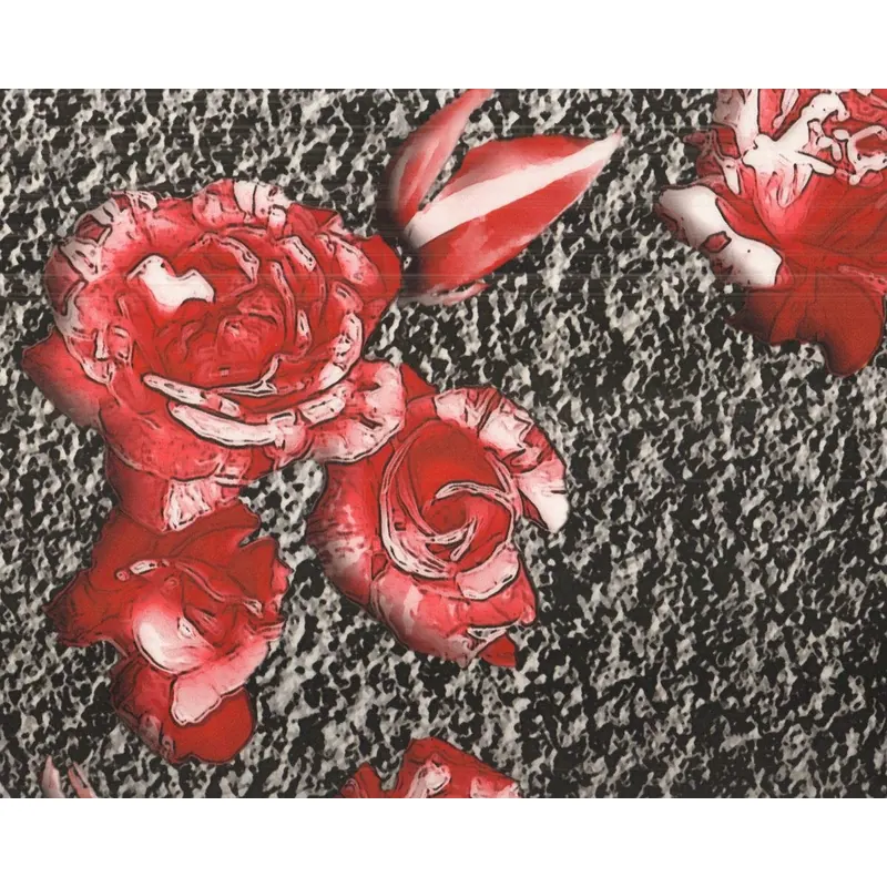1,40-m-Rapport Italienischer Seidensatin ROSA PIETRA, Rosen, schwarz-rotbraun