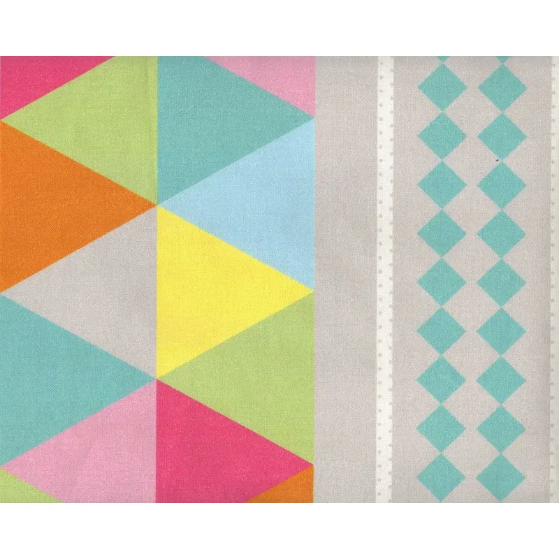 1,45 m-Rapport Griffiger Dekostoff für vier Taschen GEOMETRIC, Geometrie und Bären, grau-türkisgrün