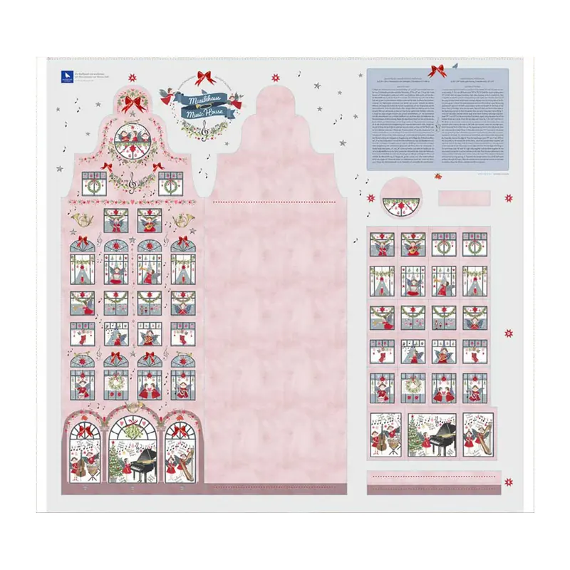 1,50-m-Panel Baumwollstoff ADVENTSKALENDER MUSIKHAUS, Kerstin Heß, Acufactum