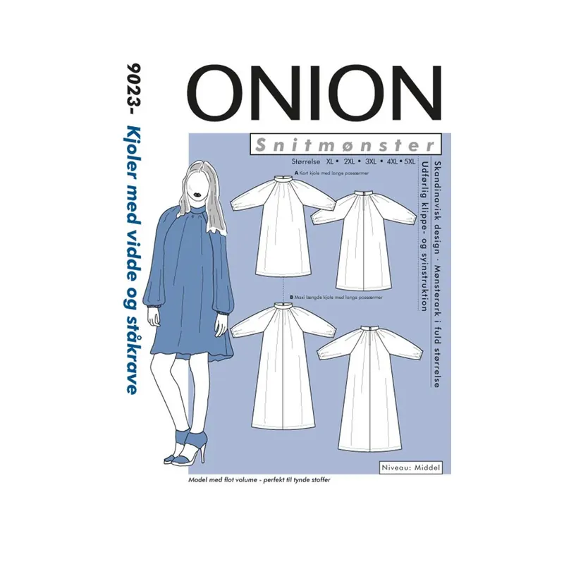 1 Ansichtsexemplar Kleid mit Puffärmeln, PLUSGRÖSSE Schnittmuster ONION 9023