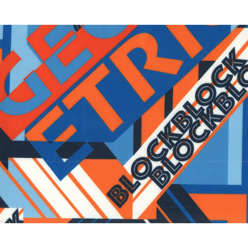 1 m Reststück MIT FEHLER Scuba-Print NAARA, Block-Schrift, orange-blau, Hilco