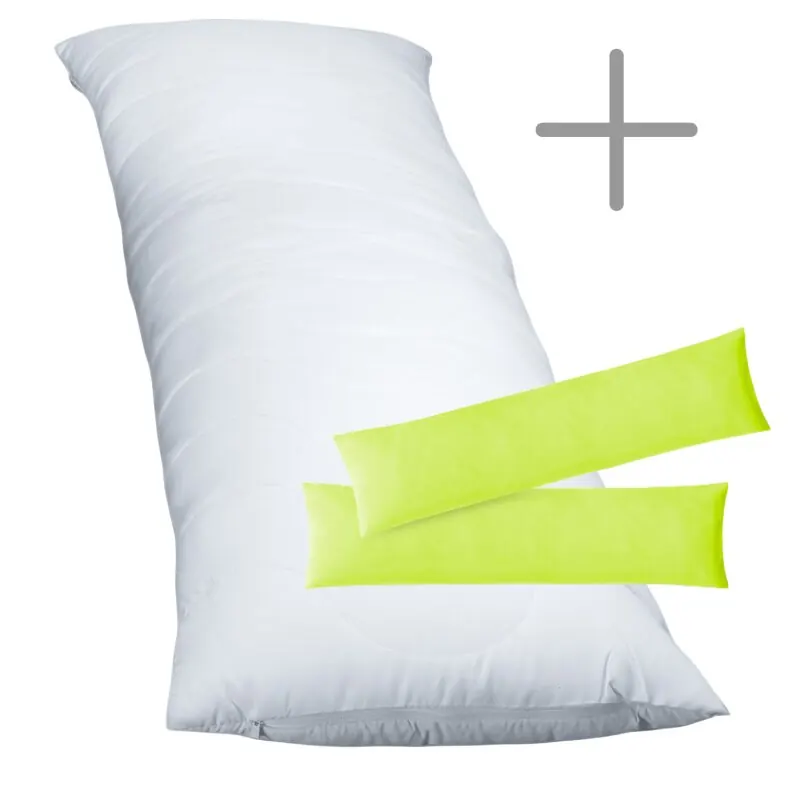 1 x Seitenschläferkissen + Jersey Kissenbezug 2er Set 40x145 cm Apfelgrün