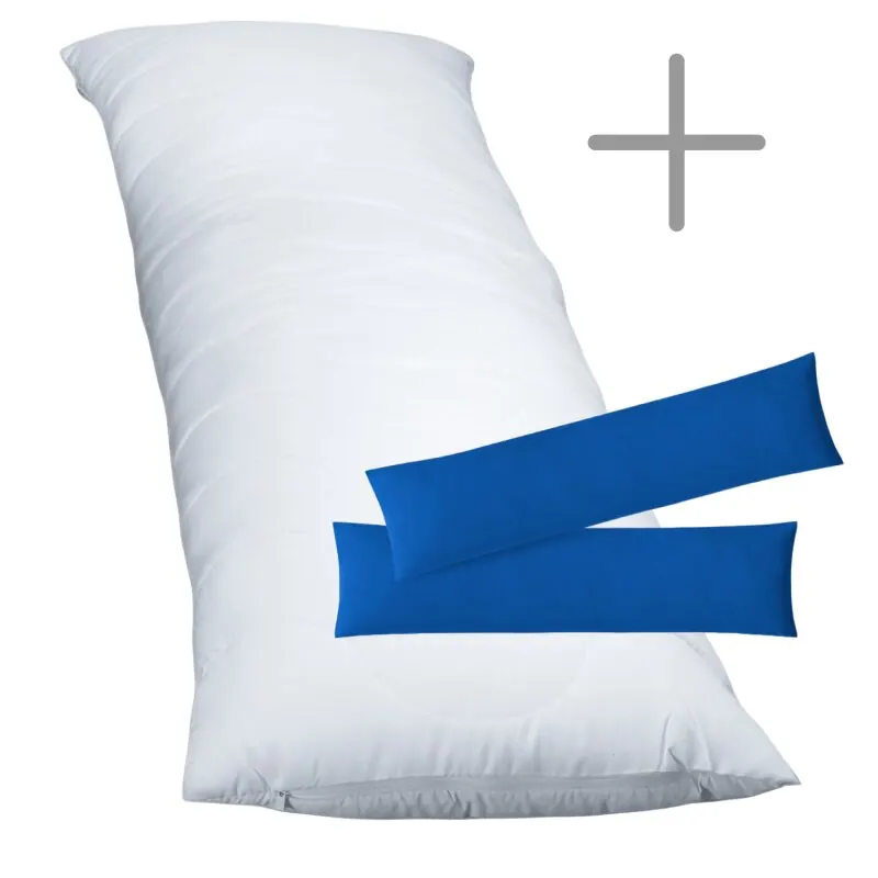 1 x Seitenschläferkissen + Jersey Kissenbezug 2er Set  40x145 cm Royalblau