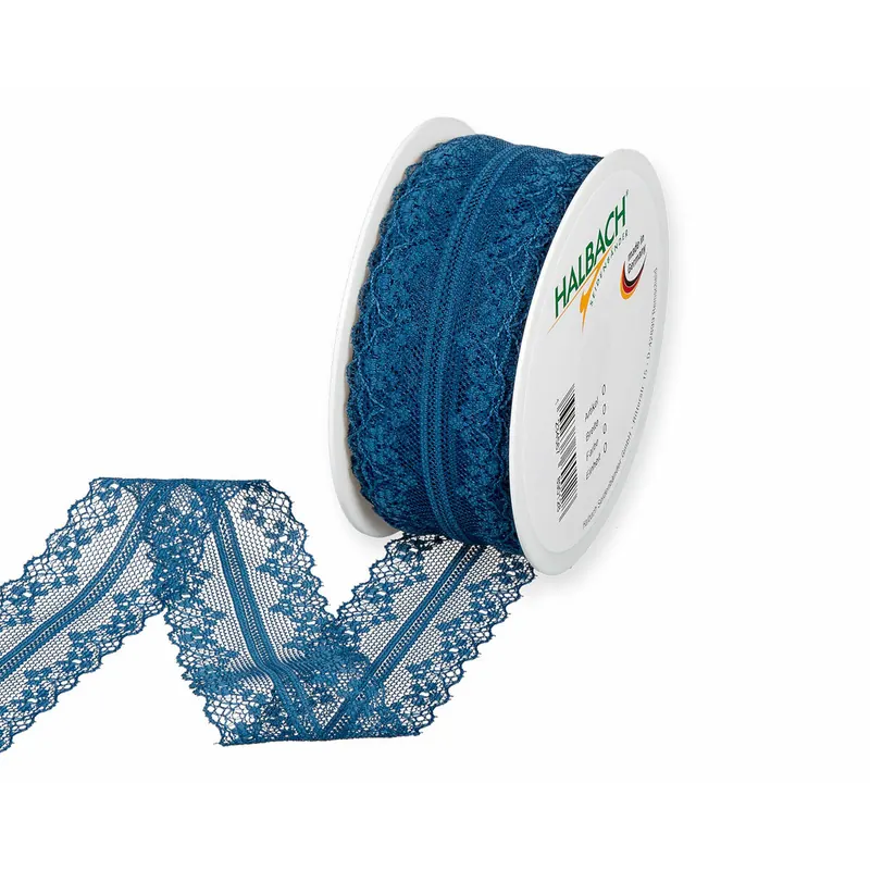 15 m Spitzenband, beidseitige Bogenkante, 36 mm, jeansblau