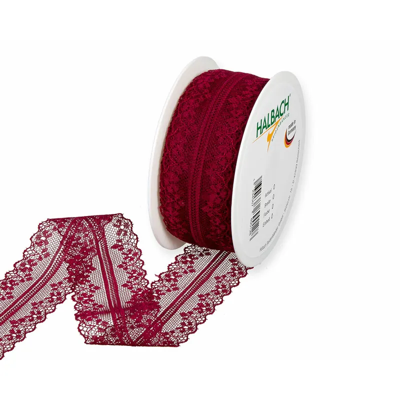 15 m Spitzenband, beidseitige Bogenkante, 36 mm, weinrot