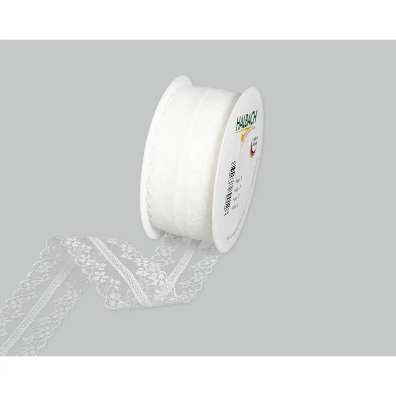 15 m Spitzenband, beidseitige Bogenkante, 36 mm, weiß