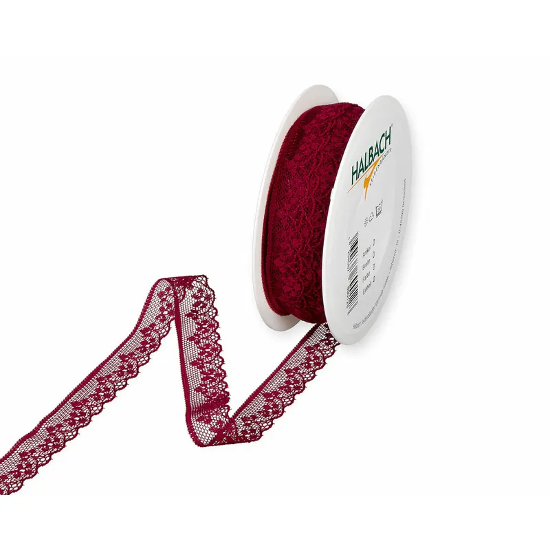 18 m Spitzenband, Bogenkante, 18 mm, weinrot