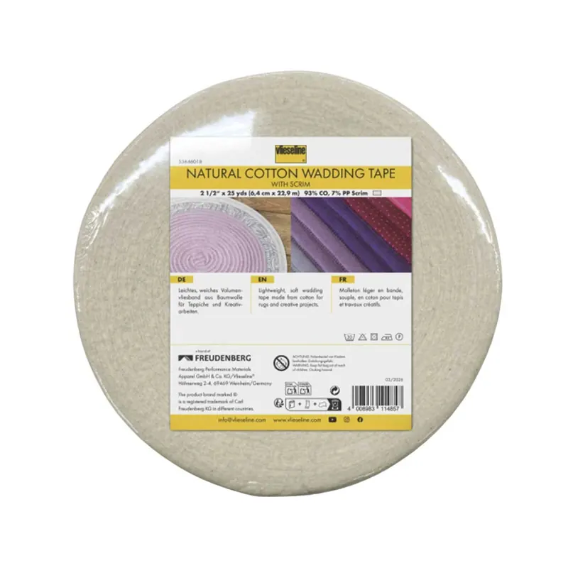 22,9 m Baumwoll-Volumenvliesband NATURAL COTTON WADDING TAPE, Vlieseline