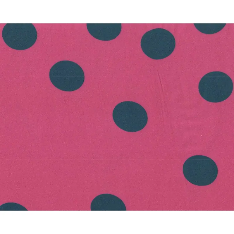 25 cm Reststück Viskosestoff CALM, Punkte, pink-petrol, Light & Lush