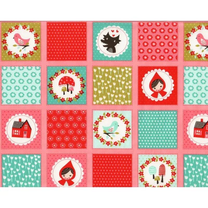 30-cm-Rapport Patchworkstoff LIL' RED, Motiv-Quadrate, altrosa-dunkelrot, Moda Fabrics
