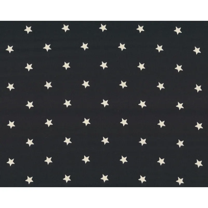 35 cm Reststück Italienischer Designer-Seidensatin SERIDE STELLA, Sterne, schwarz-creme