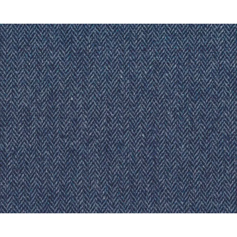 40 cm Reststück Wollstoff, Tweed PAULA, Fischgrat, blau-dunkelblau, Hilco