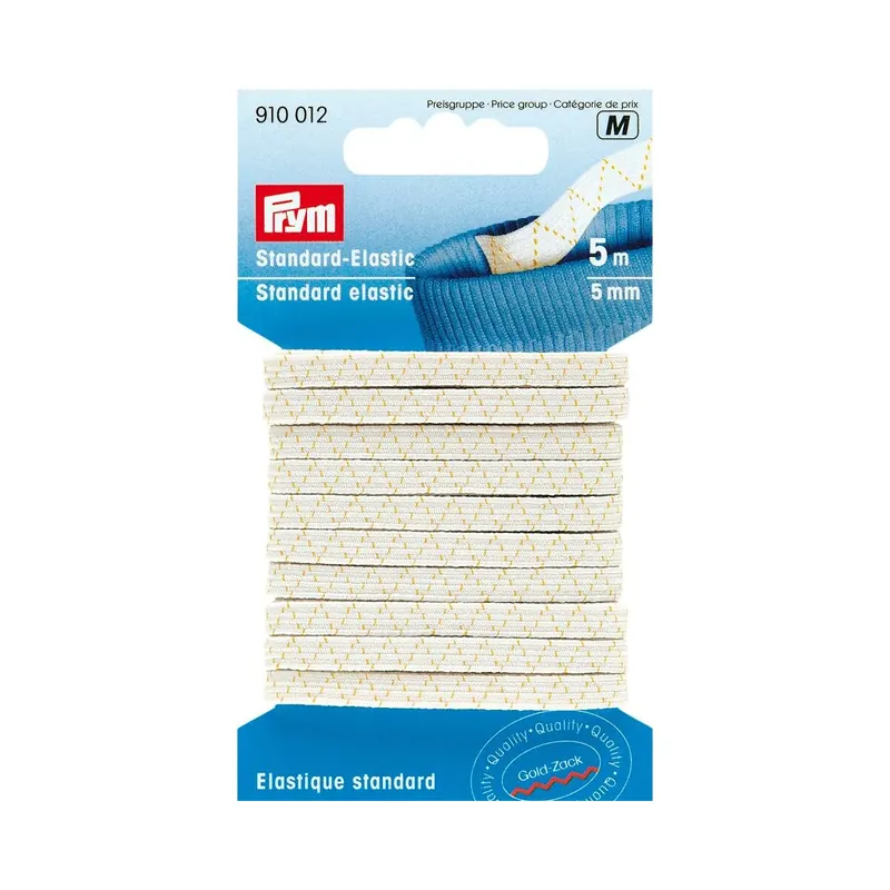 5 m Gummiband Standard-Elastic, 5 mm, weiß, Prym