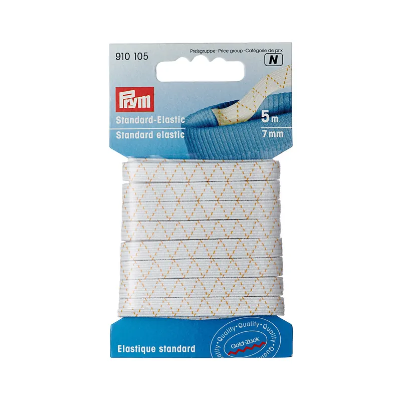 5 m Gummiband Standard-Elastic, 7 mm, weiß, Prym