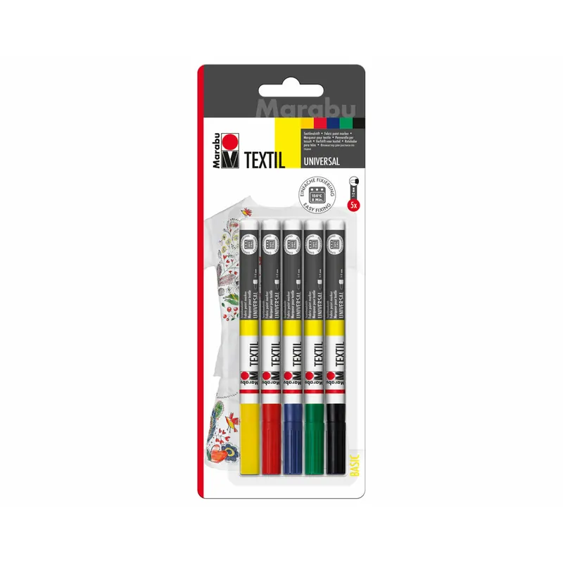 5 Textil Painter für helle Stoffe, 1-2 mm, Marabu