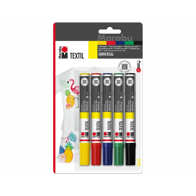 5 Textil Painter für helle Stoffe, 2-4 mm, Marabu