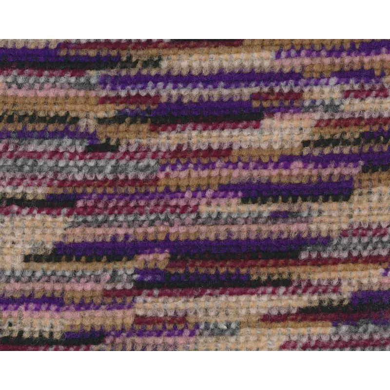 55 cm Reststück Bouclé-Strickstoff mit Schurwolle BARRE, Streifen, lila, Hilco