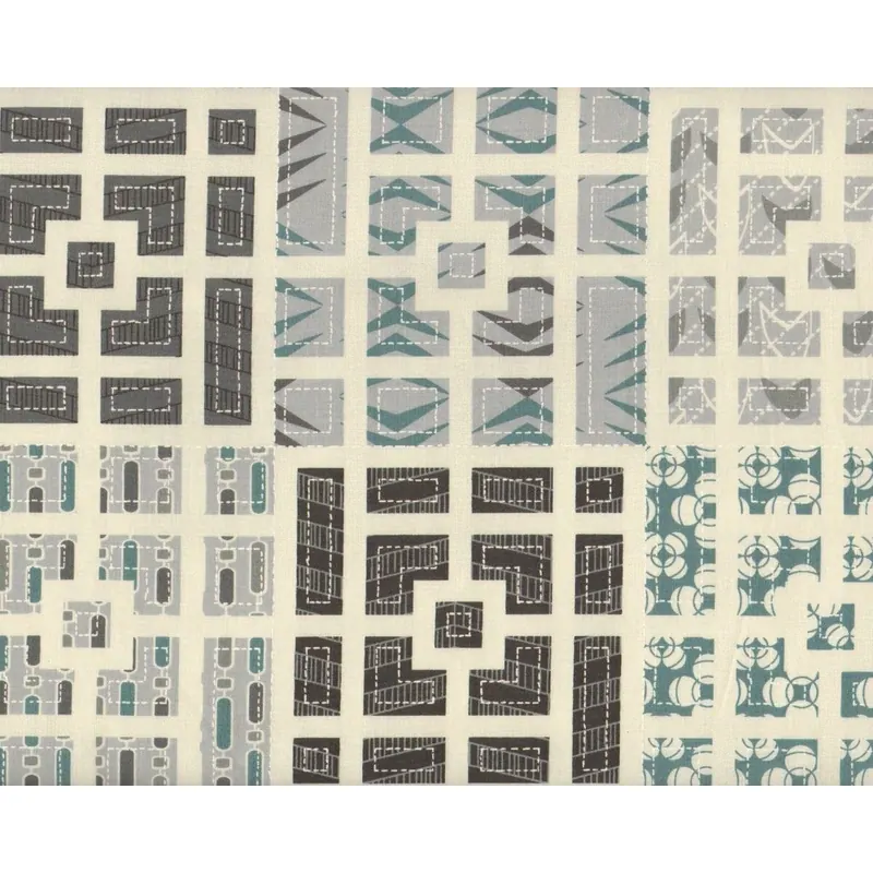 58-cm-Rapport Patchworkstoff MODERN NEUTRALS, Baustein-Quadrate, grau-gedecktes blau, Moda Fabrics