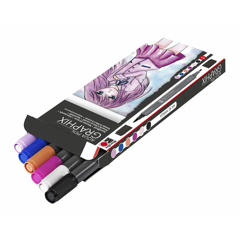 6 Aquarellfilzstifte GRAPHIX Ma Ke Manga, Marabu