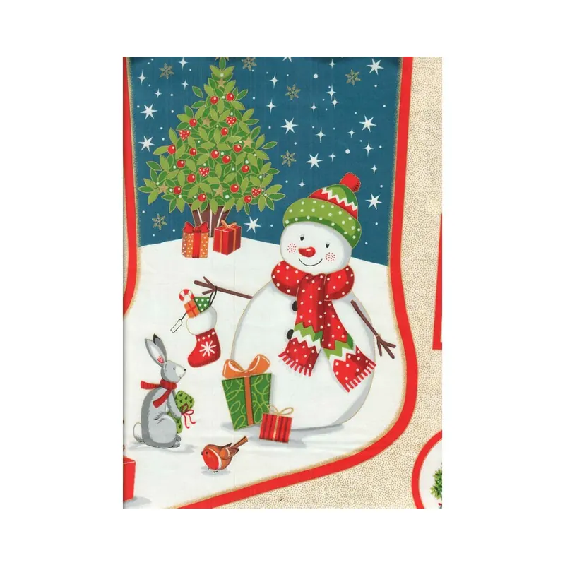 60-cm-Panel Metallic-Patchworkstoff LARGE STOCKING, Nikolausstiefel, Hilco