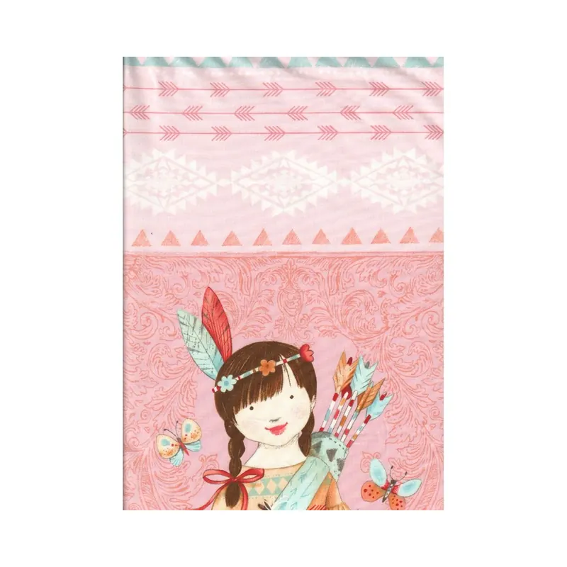 60-cm-Panel Patchworkstoff DREAM CATCHERS, Indianer-Mädchen, hellrosa-helles türkis