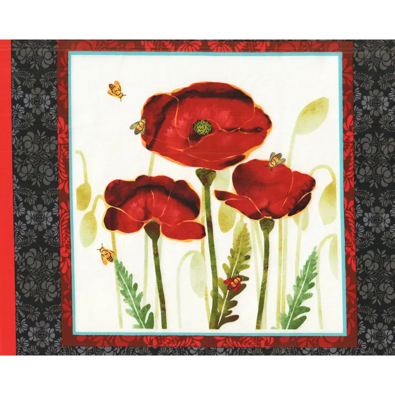 60-cm-Panel Patchworkstoff POPPY DAYS, Mohnblumen, Studio e Fabrics