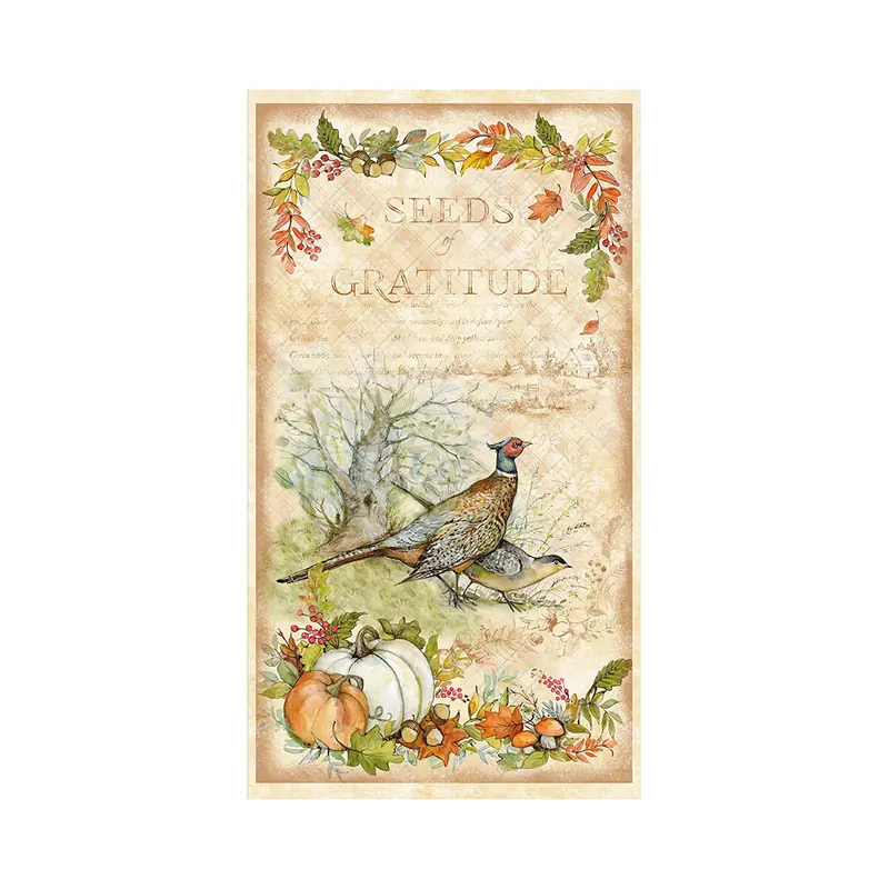 60-cm-Panel Patchworkstoff SEEDS OF GRATITUDE, Fasan, Wilmington Prints