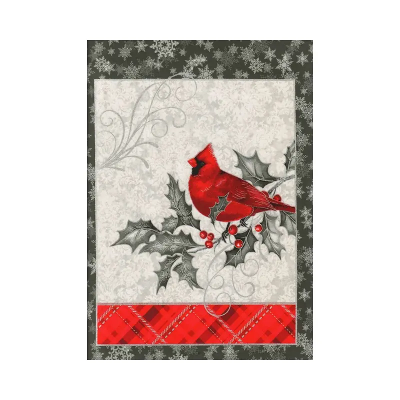 60-cm-Rapport Metallic-Patchworkstoff WINTER'S GRANDEUR, Weihnachtsvögel, Robert Kaufman
