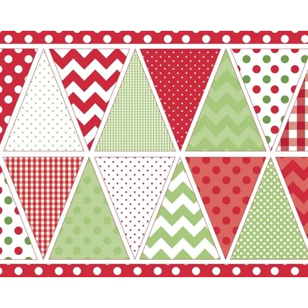 60-cm-Rapport Patchworkstoff HOLIDAY BANNERS, Wimpelkette, hellgrün