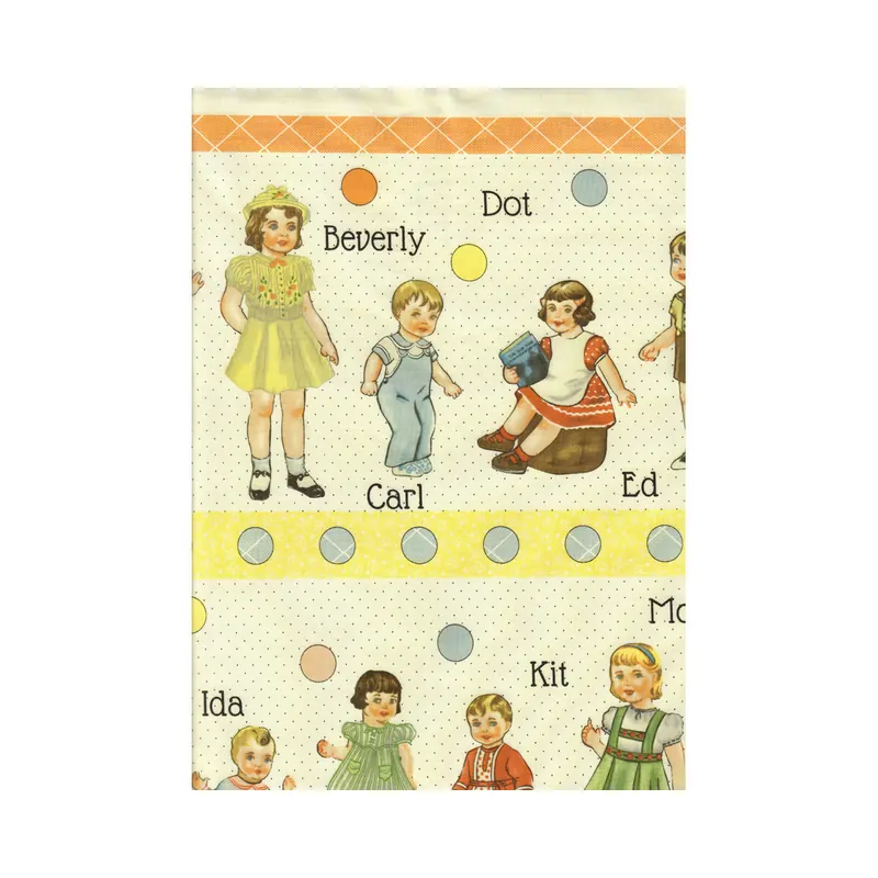 60-cm-Rapport Patchworkstoff HOP SKIP AND A JUMP, Puppenkinder, aprikot-pastellgelb, Moda Fabrics