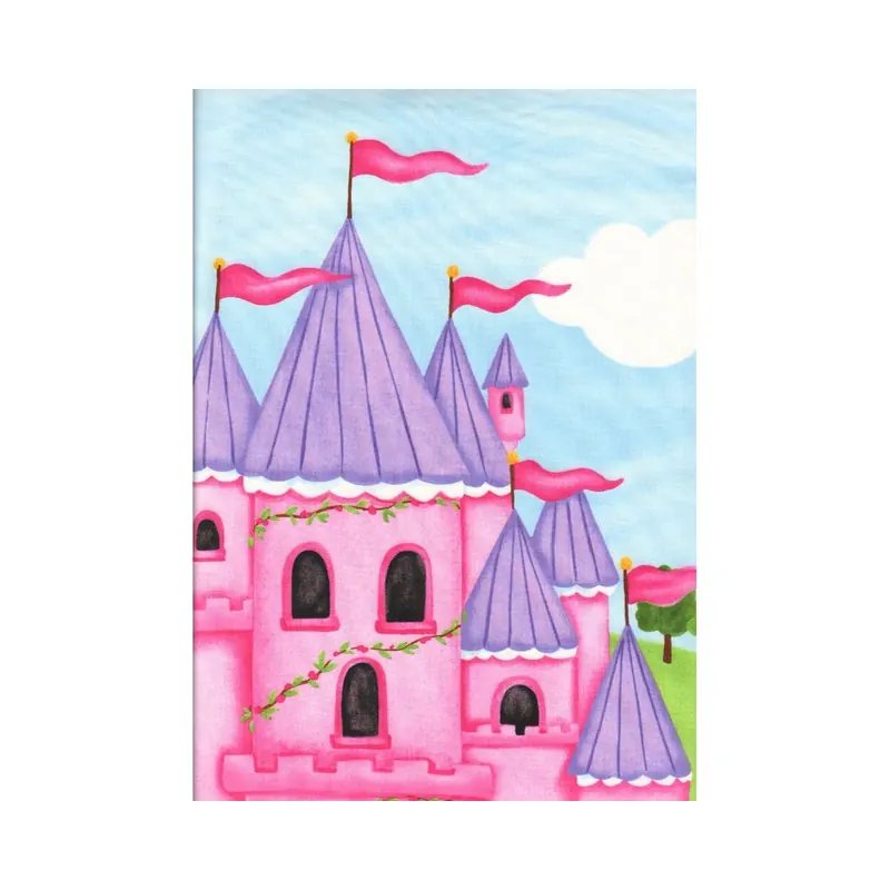 60-cm-Rapport Patchworkstoff LITTLE PRINCESS, Dornröschenschloss und Prinzessinnen, pink-grasgrün