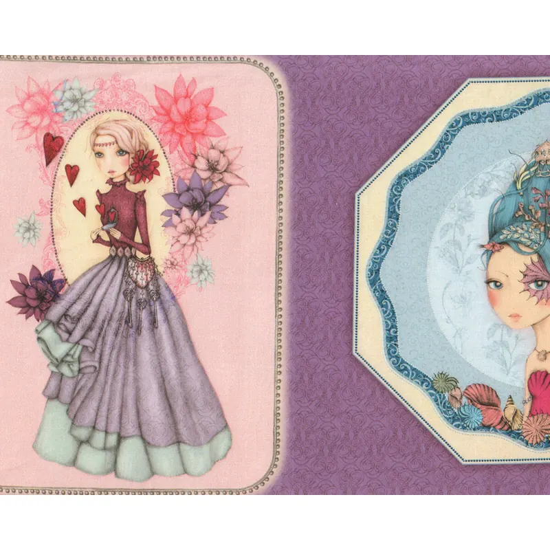 60-cm-Rapport Patchworkstoff MIDNIGHT GARDEN, Mädchen, Santoro London