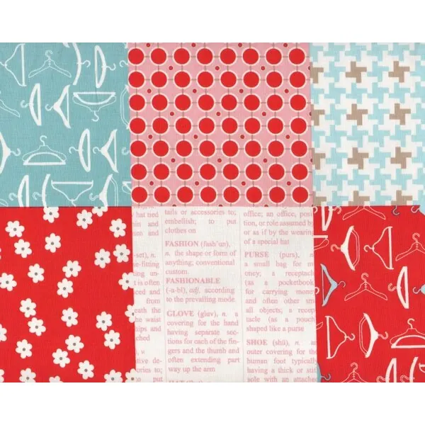 60-cm-Rapport Patchworkstoff MILLIES CLOSET, Mode-Accessoires, rot-natur