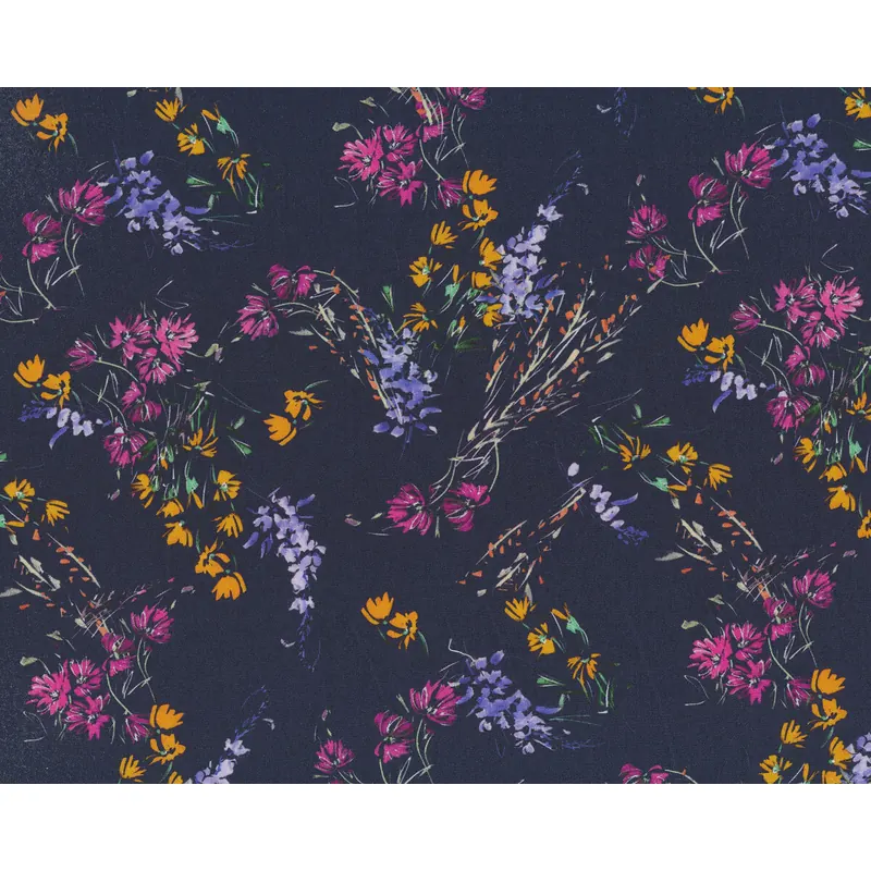 60 cm Reststück Designer Baumwollstoff GENTILE, Streublumen, nachtblau