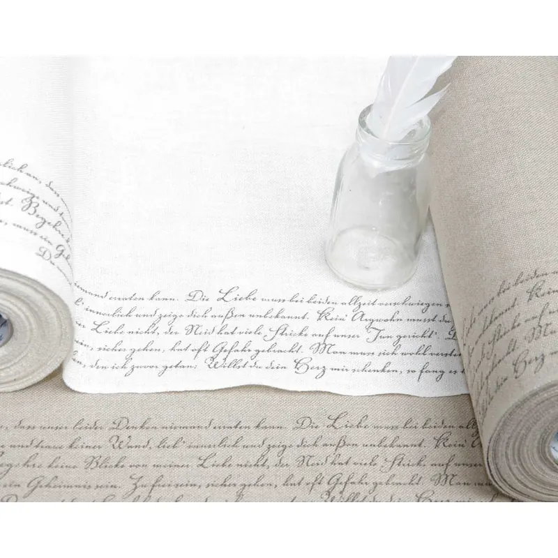 63-cm-Rapport Leinenband zum Besticken, Schrift, 30 cm breit, 2 Farben, Vaupel & Heilenbeck