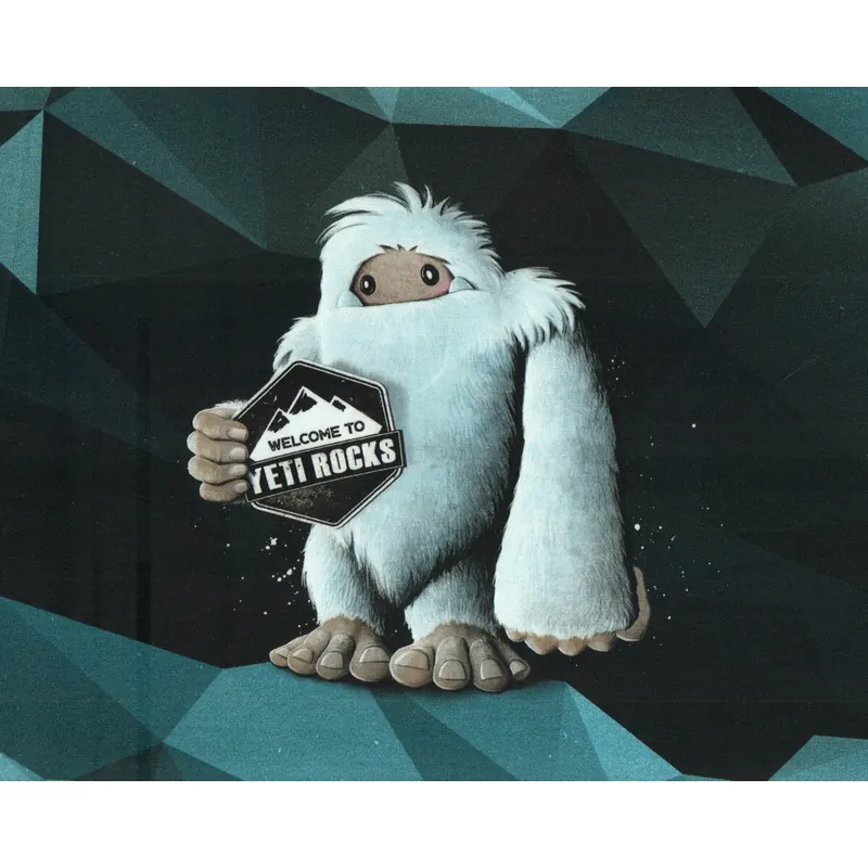 65-cm-Panel Sweatstoff YETI ROCKS by Thorsten Berger, türkis-schwarz
