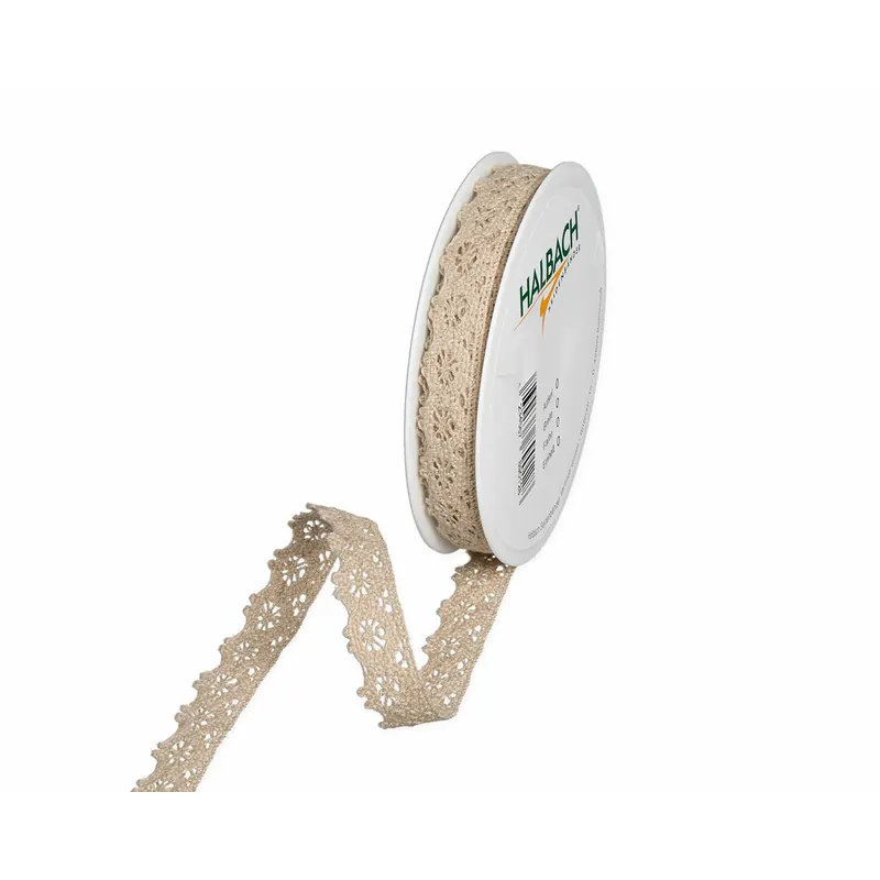 7 m Baumwoll-Spitzenband HÄKELSPITZE, 13 mm, cremé
