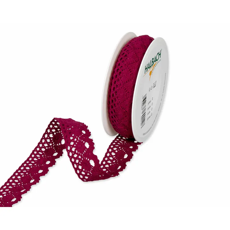 7 m Baumwoll-Spitzenband HÄKELSPITZE, 28 mm, fuchsia