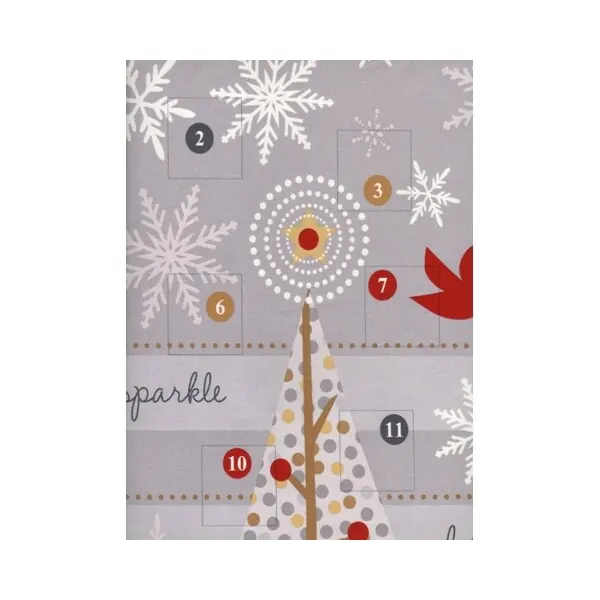 70-cm-Abschnitt Patchworkstoff HOLIDAY SPARKLE, Panel Adventskalender, grau