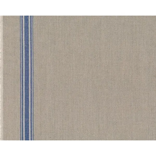 70 cm Reststück Leinenstoff MANGELTUCH, blaue Kante, natur