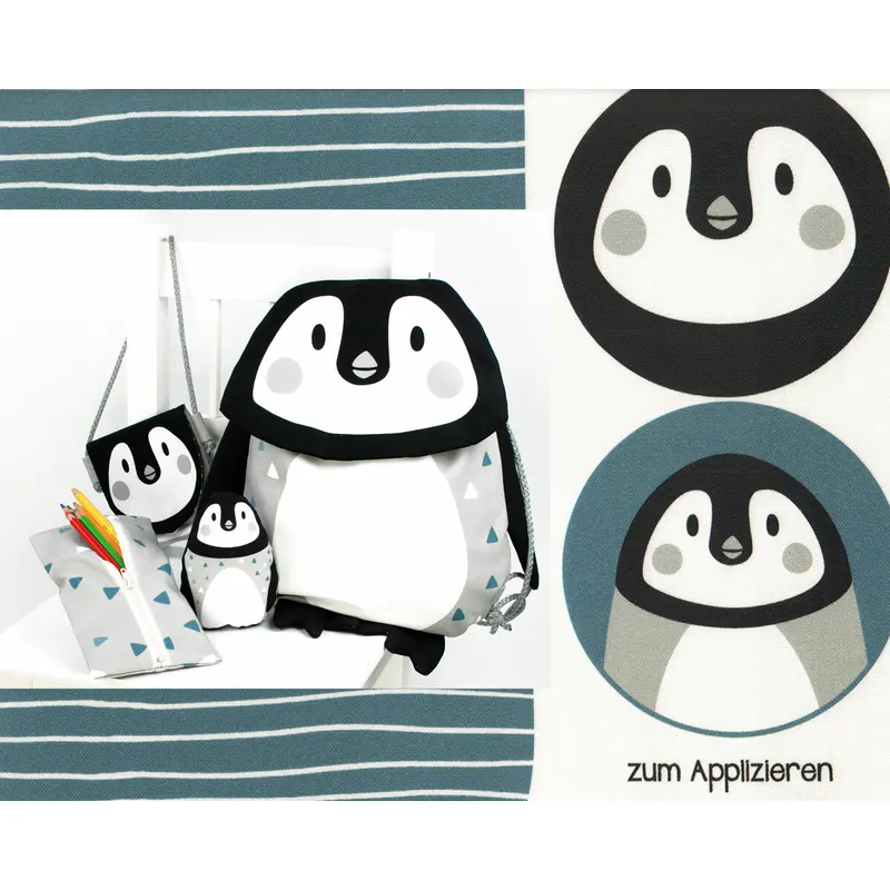 75-cm-Panel Baumwoll-Canvas TIERBEUTEL, Pinguin, Käselotti