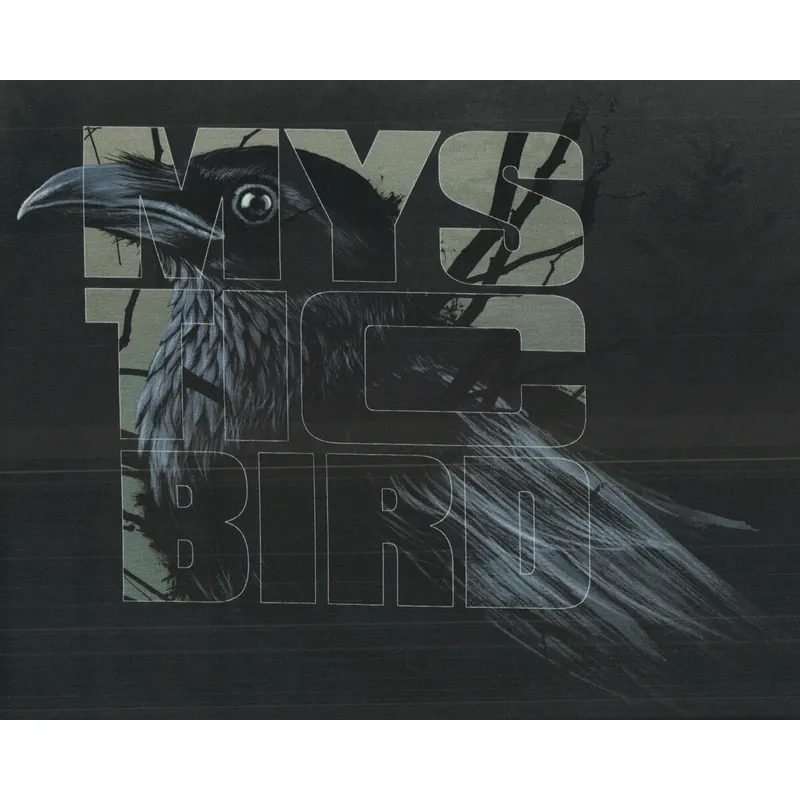 80-cm-Panel Sweatstoff GLOOMY HILLS by Thorsten Berger, Rabe mit Schrift