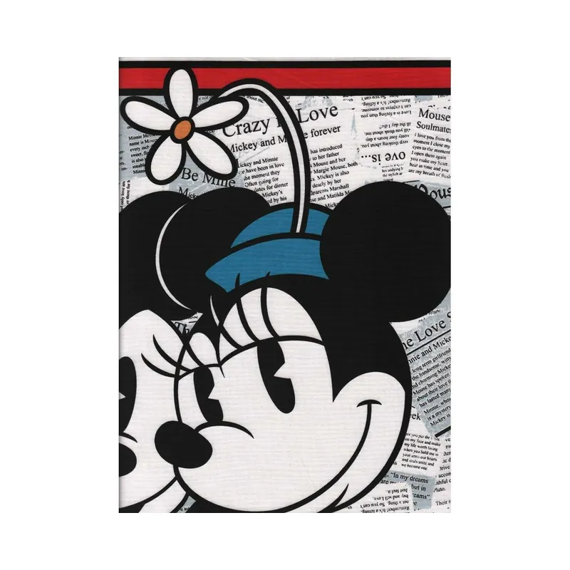 90-cm-Abschnitt, Panel, Patchworkstoff MICKEY MOUSE, Mickey und Minnie, rot-schwarz-weiß
