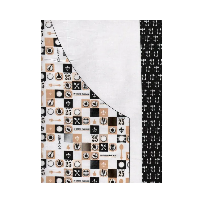 90-cm-Abschnitt Patchworkstoff OOH LA LA FRESH AND FRENCH, Küchenschürze, beige-schwarz-weiß