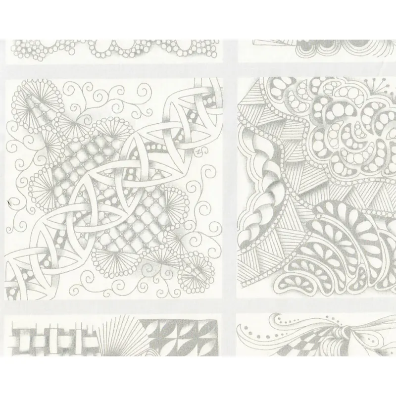 90-cm-Panel Patchworkstoff TANGLE TIME, silber