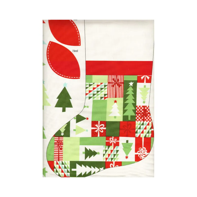 90-cm-Rapport Patchworkstoff JINGLE, Nikolaus-Strumpf, rot-maigrün, Moda Fabrics
