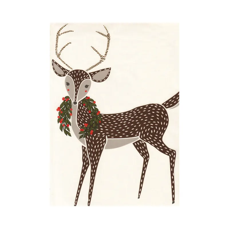 90-cm-Rapport Patchworkstoff MERRILY, große Weihnachtstiere, wollweiß-schlammbraun, Moda Fabrics