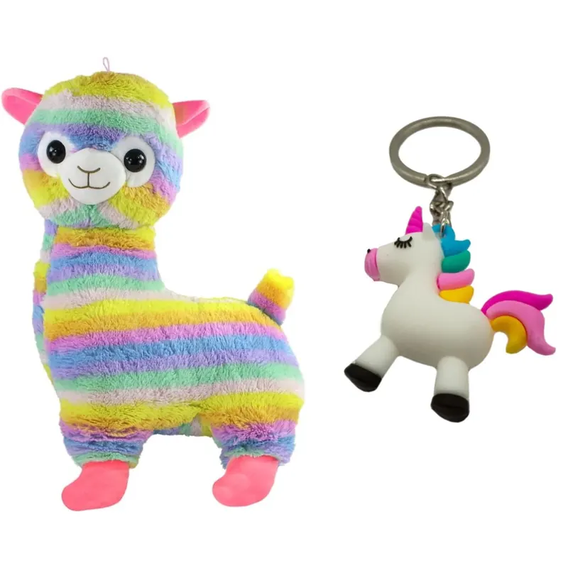 Alpaka Regenbogen Plüsch-Tier 43 cm groß niedliches weiches Kuschel-Tier Lama Rainbow Spielzeug bunt Baby Valentinstag Geburtstag Weihnachten Hochzeitstag Geschenkideen (Alpaka 43 cm)